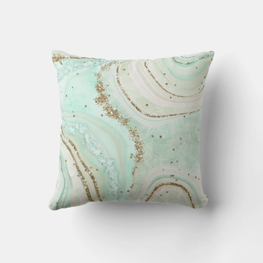 Abstraktes Agate V1 Mint ID827 Kissen (Rückseite)