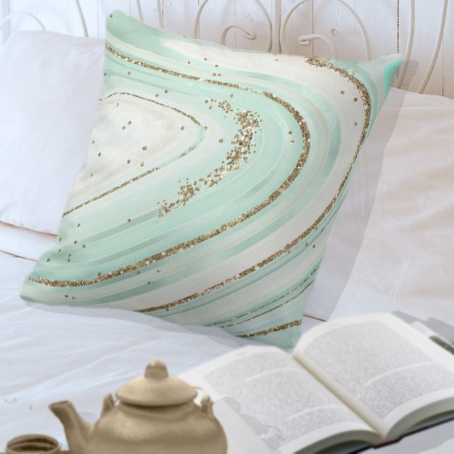 Abstraktes Agate V2 Mint ID827 Kissen (Von Creator hochgeladen)