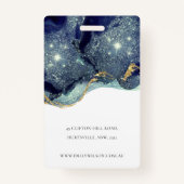 Abstraktes Alkoholtink Silver Navy Glitzer Foto Ausweis (Rückseite)