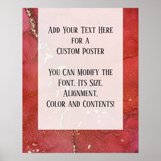 Abstraktes Alkoholtupfer im Rot & Gold Kunst, Dich Poster (Vorne)