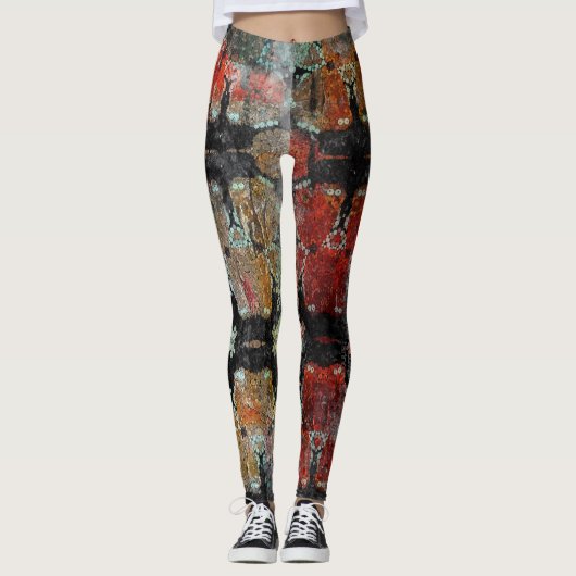 Abstraktes altes Retro-Vintages Grunge-Dekor Leggings (Vorderseite)