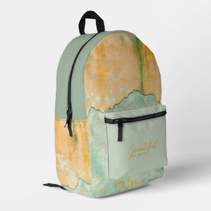 Abstraktes, altfarbenes Wandmuster Grün Orange Bedruckter Rucksack