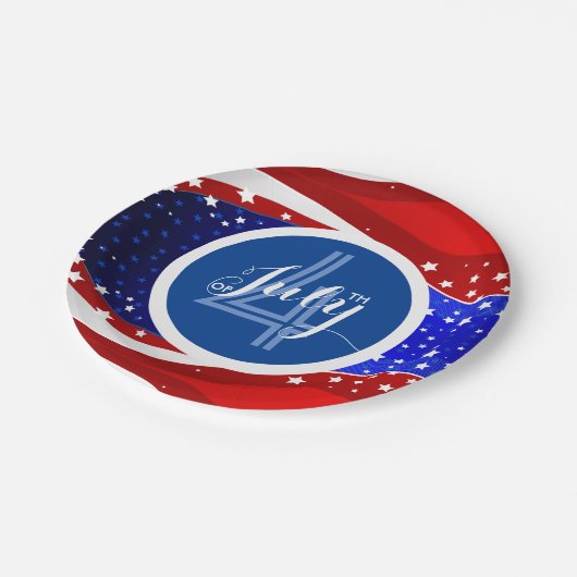 Abstraktes amerikanisches Flag 2 4. Juli Template Pappteller (Schrägansicht)