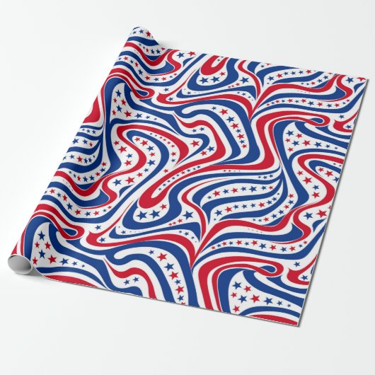 Abstraktes amerikanisches Flaggenpattern Geschenkpapier (Ungerollt)