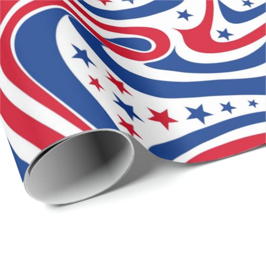 Abstraktes amerikanisches Flaggenpattern Geschenkpapier (Rolleneckpunkt)