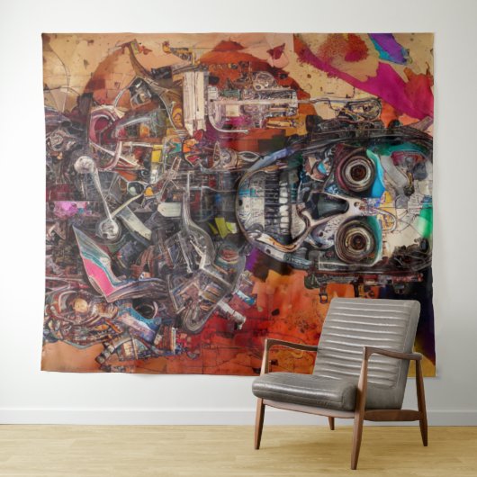 Abstraktes anatomisches Cyborg-Band Wandteppich (Beispiel (Horizontal))