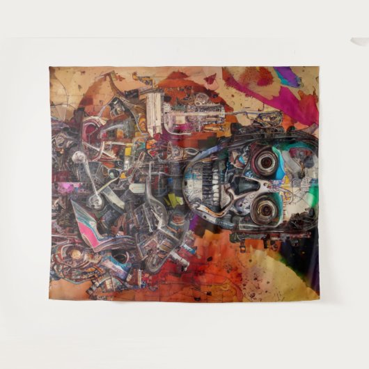 Abstraktes anatomisches Cyborg-Band Wandteppich (Vorderseite (Horizontal))