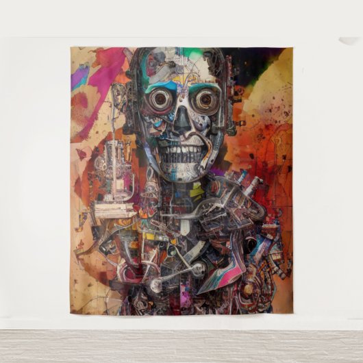 Abstraktes anatomisches Cyborg-Band Wandteppich (Vorderseite)