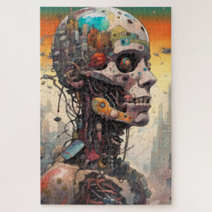 Abstraktes anatomisches Cyborg-Jigsaw-Puzzle Puzzle
