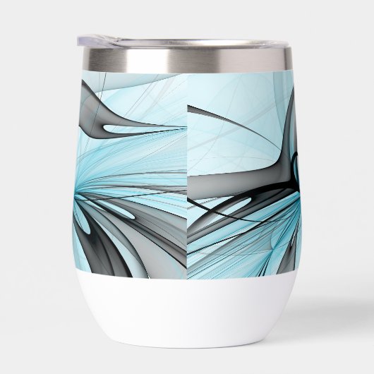 Abstraktes Anthracite Grau Blau Modernes Fraktal K (Rechts)