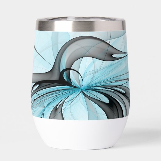 Abstraktes Anthracite Grau Blau Modernes Fraktal K (Rückseite)