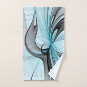 Abstraktes Anthracite Grau Blau Modernes Fraktal K Badhandtuch Set (Handtuch)