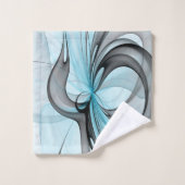 Abstraktes Anthracite Grau Blau Modernes Fraktal K Badhandtuch Set (Waschlappen)