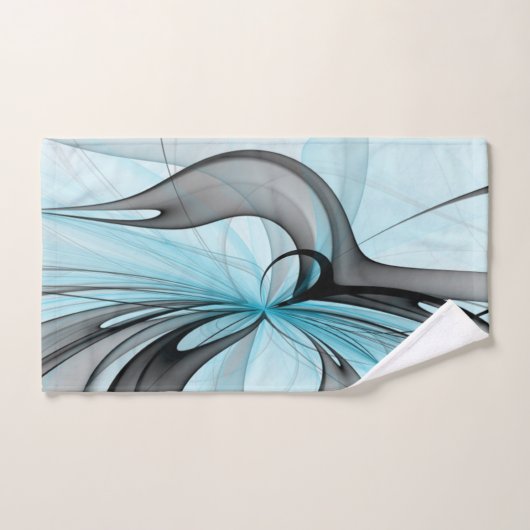 Abstraktes Anthracite Grau Blau Modernes Fraktal K Badhandtuch Set (Handtuch)