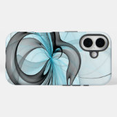 Abstraktes Anthracite Grau Blau Modernes Fraktal K Case-Mate iPhone Hülle (Rückseite (Horizontal))