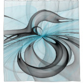 Abstraktes Anthracite Grau Blau Modernes Fraktal K Duschvorhang (Vorderseite)