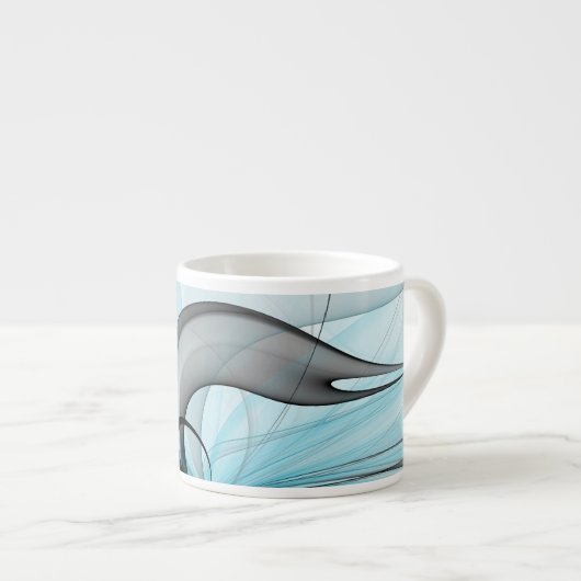 Abstraktes Anthracite Grau Blau Modernes Fraktal K Espressotasse (Vorderseite Rechts)