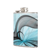 Abstraktes Anthracite Grau Blau Modernes Fraktal K Flachmann (Links)