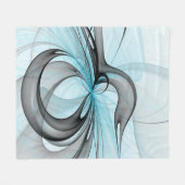 Abstraktes Anthracite Grau Blau Modernes Fraktal K Fleecedecke (Vorderseite (Horizontal))