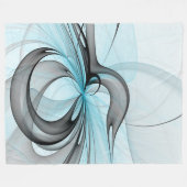 Abstraktes Anthracite Grau Blau Modernes Fraktal K Fleecedecke (Vorderseite (Horizontal))