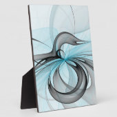 Abstraktes Anthracite Grau Blau Modernes Fraktal K Fotoplatte (Seite)