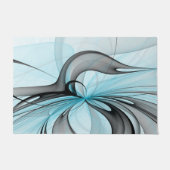 Abstraktes Anthracite Grau Blau Modernes Fraktal K Fußmatte (Vorderseite)