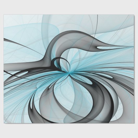 Abstraktes Anthracite Grau Blau Modernes Fraktal K Geschenkpapier (Flach)