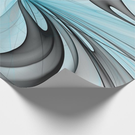 Abstraktes Anthracite Grau Blau Modernes Fraktal K Geschenkpapier (Ecke)