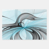 Abstraktes Anthracite Grau Blau Modernes Fraktal K Geschenkpapier Set (Vorderseite 2)