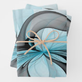 Abstraktes Anthracite Grau Blau Modernes Fraktal K Geschenkpapier Set (Beispiel)