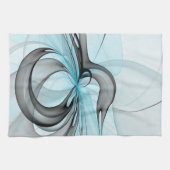 Abstraktes Anthracite Grau Blau Modernes Fraktal K Geschirrtuch (Horizontal)