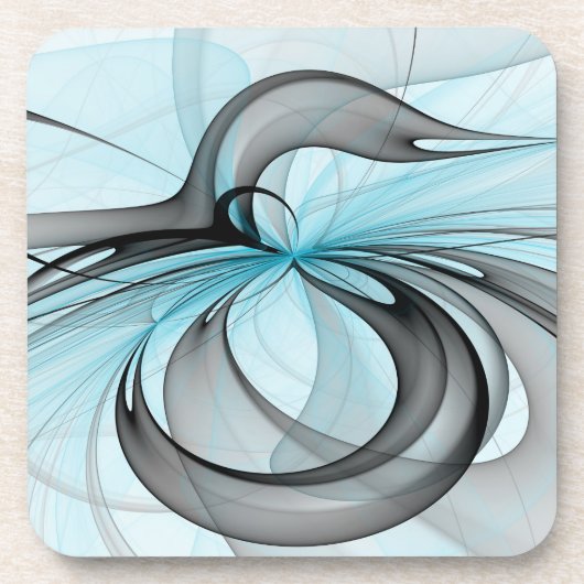 Abstraktes Anthracite Grau Blau Modernes Fraktal K Getränkeuntersetzer (Vorderseite)