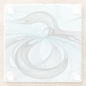 Abstraktes Anthracite Grau Blau Modernes Fraktal K Glasuntersetzer (Rückseite)