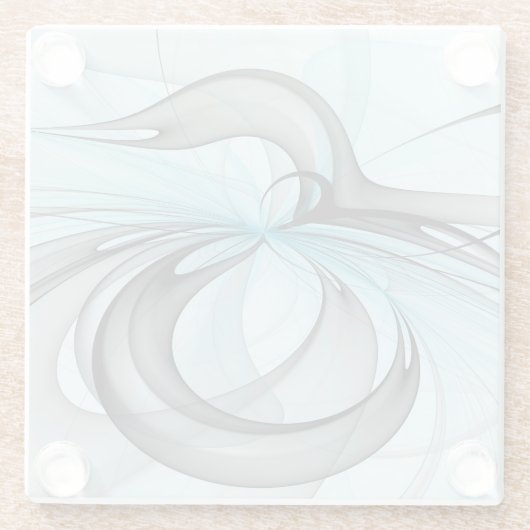 Abstraktes Anthracite Grau Blau Modernes Fraktal K Glasuntersetzer (Rückseite)