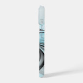 Abstraktes Anthracite Grau Blau Modernes Fraktal K iPhone 15 Hülle (Linke Seite)