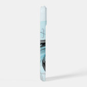 Abstraktes Anthracite Grau Blau Modernes Fraktal K iPhone 15 Hülle (Rechte Seite)