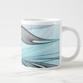 Abstraktes Anthracite Grau Blau Modernes Fraktal K Jumbo-Tasse (Rechts)