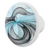 Abstraktes Anthracite Grau Blau Modernes Fraktal K Keramikknauf (Rechts)