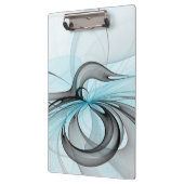 Abstraktes Anthracite Grau Blau Modernes Fraktal K Klemmbrett (Links)