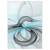 Abstraktes Anthracite Grau Blau Modernes Fraktal K Klemmbrett (Rückseite)