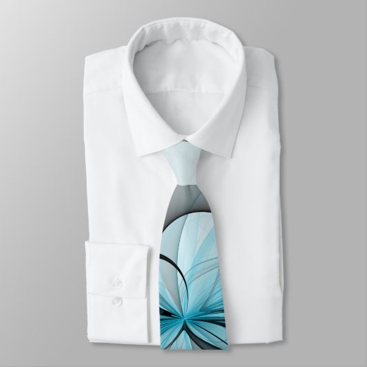 Abstraktes Anthracite Grau Blau Modernes Fraktal K Krawatte (Gebunden)