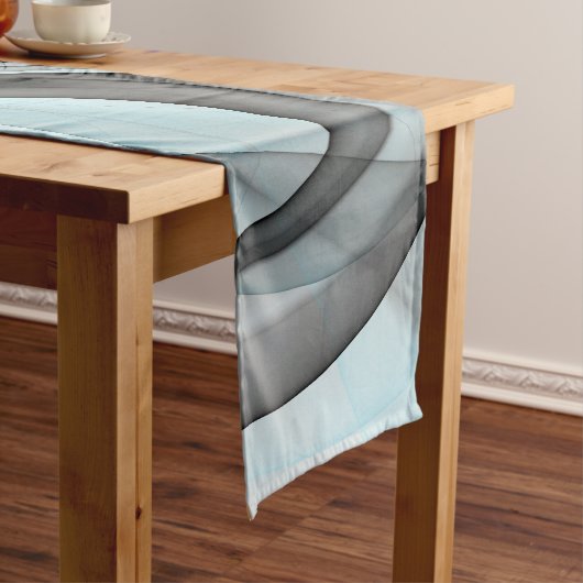 Abstraktes Anthracite Grau Blau Modernes Fraktal K Kurzer Tischläufer (Beispiel)