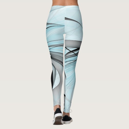 Abstraktes Anthracite Grau Blau Modernes Fraktal K Leggings (Rückseite)