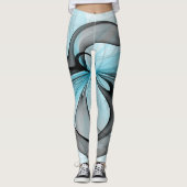Abstraktes Anthracite Grau Blau Modernes Fraktal K Leggings (Vorderseite)