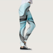Abstraktes Anthracite Grau Blau Modernes Fraktal K Leggings (Rechts)