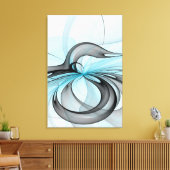 Abstraktes Anthracite Grau Blau Modernes Fraktal K Leinwanddruck (Insitu (Wohnzimmer))