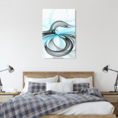 Abstraktes Anthracite Grau Blau Modernes Fraktal K Leinwanddruck (Insitu (Schlafzimmer))