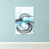 Abstraktes Anthracite Grau Blau Modernes Fraktal K Leinwanddruck (Insitu (Holzboden))