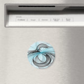 Abstraktes Anthracite Grau Blau Modernes Fraktal K Magnet (In Situ (Geschirrspüler))