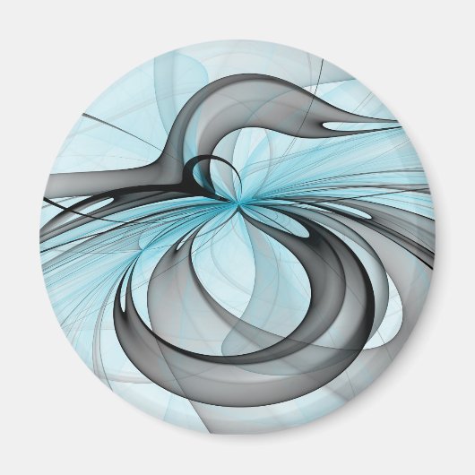 Abstraktes Anthracite Grau Blau Modernes Fraktal K Magnet (Vorne)